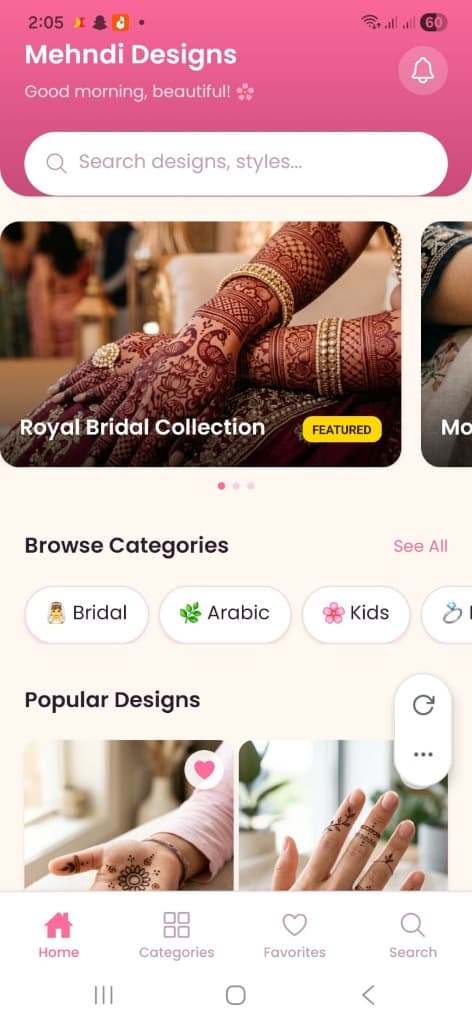Mehndi Home Screen
